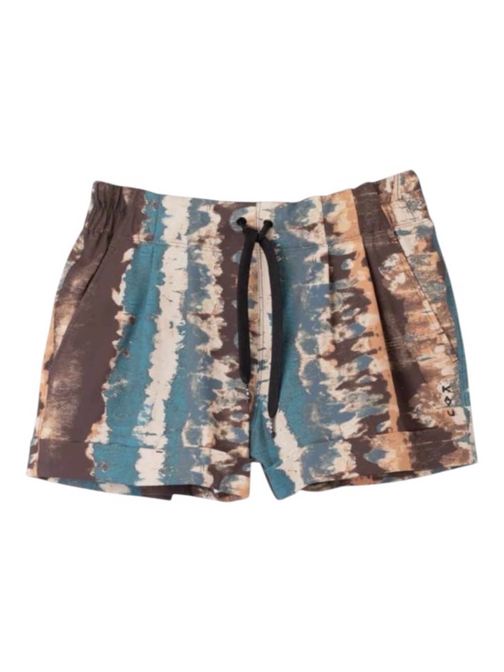 Kavu Women's Tie-Dye Stripe Shorts - Blue, Brown, Cream